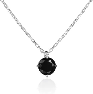 namana Dainty Silver or Gold Pendant Necklace for Women, Simple Solitaire Necklaces for Women in 925 Sterling Silver with Colored or Clear Round Cubic Zirconia Stones