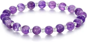 Natural Amethyst Bracelet for Women, 925 Sterling Silver, Genuine Amethyst Jewelry
