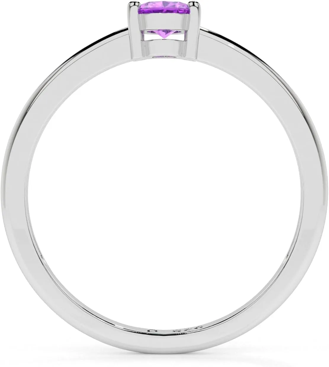 Natural Amethyst Stackable Ring for Women in Sterling Silver, February Birthstone Jewelry Gifts for Her (Round, Oval, Pear)
