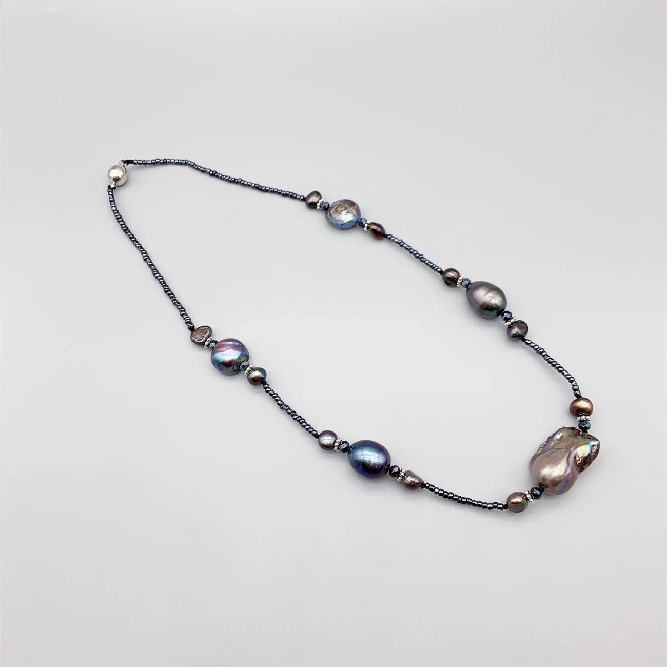 Natural Black Baroque Pearl Choker Necklace