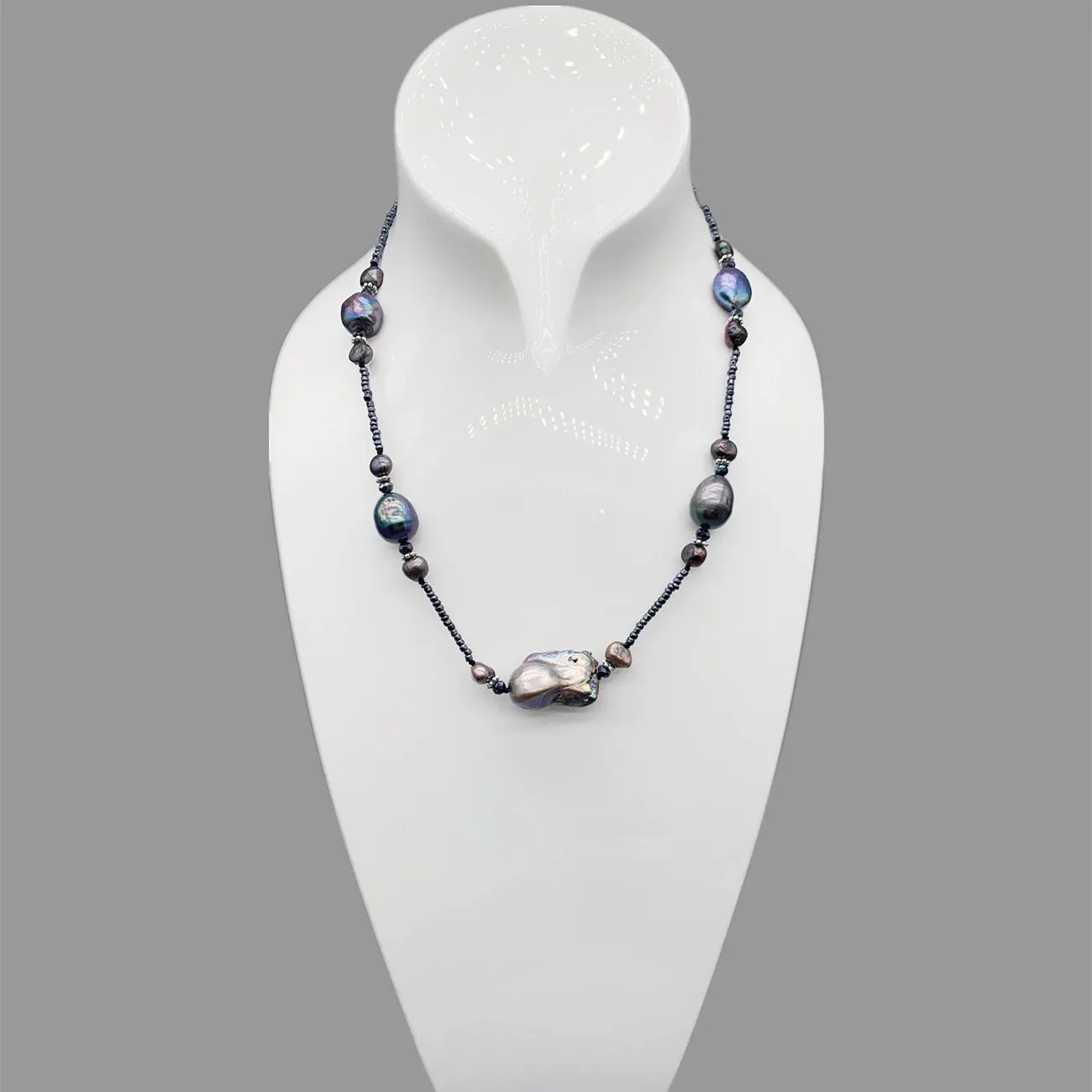 Natural Black Baroque Pearl Choker Necklace