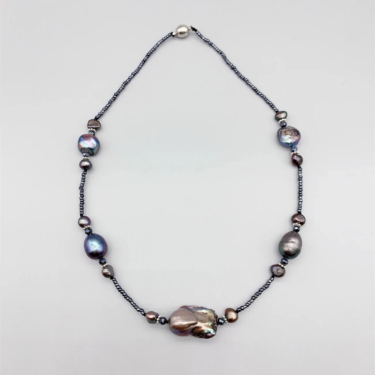 Natural Black Baroque Pearl Choker Necklace