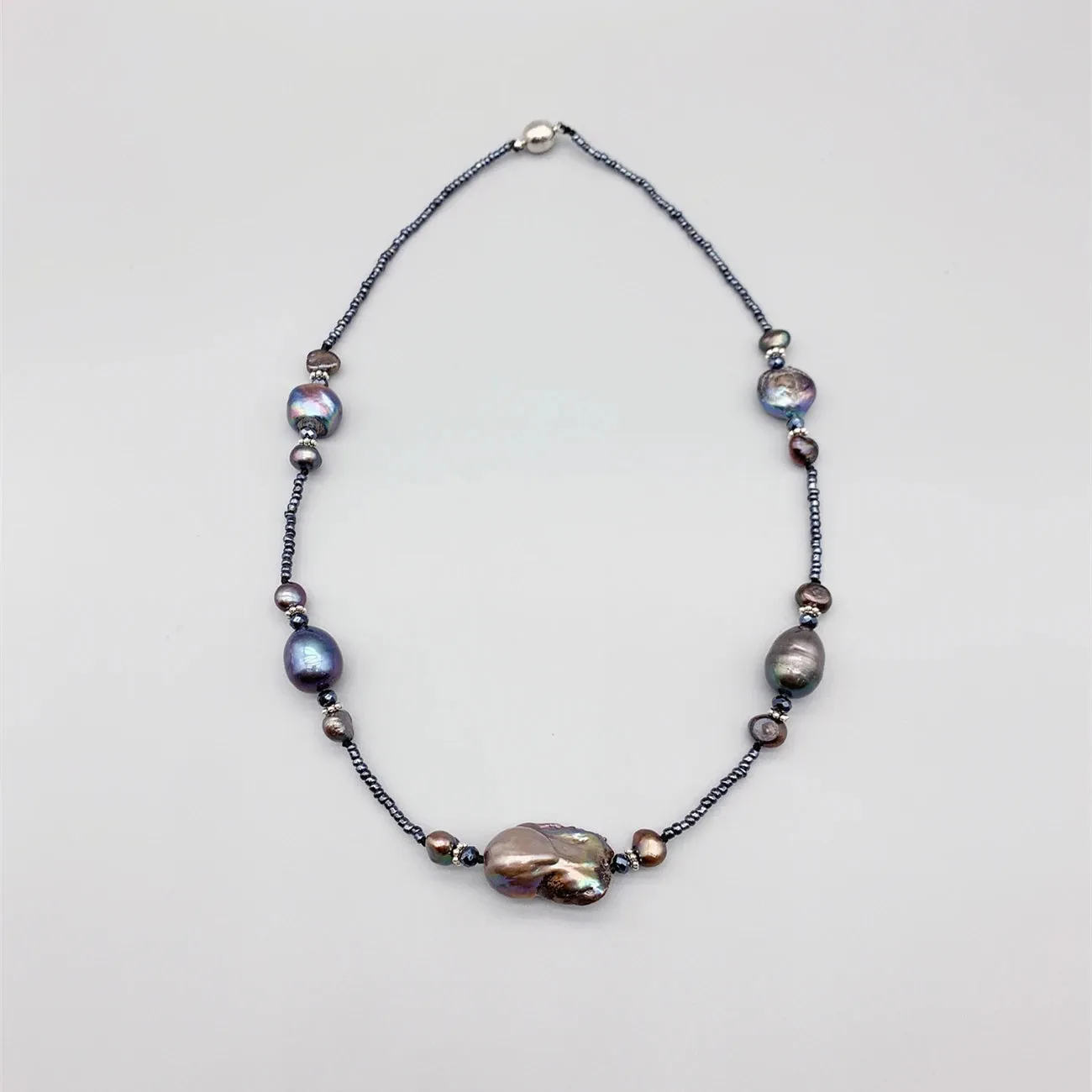 Natural Black Baroque Pearl Choker Necklace