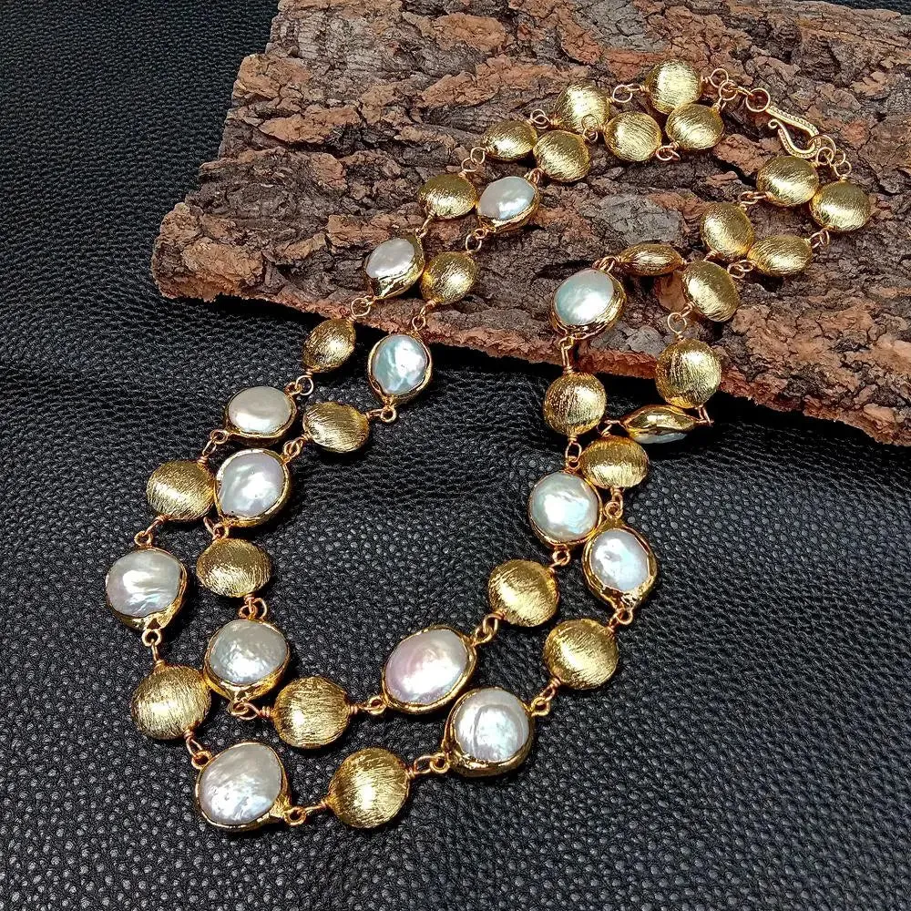 Natural Coin Pearl Multi-Strand Necklace