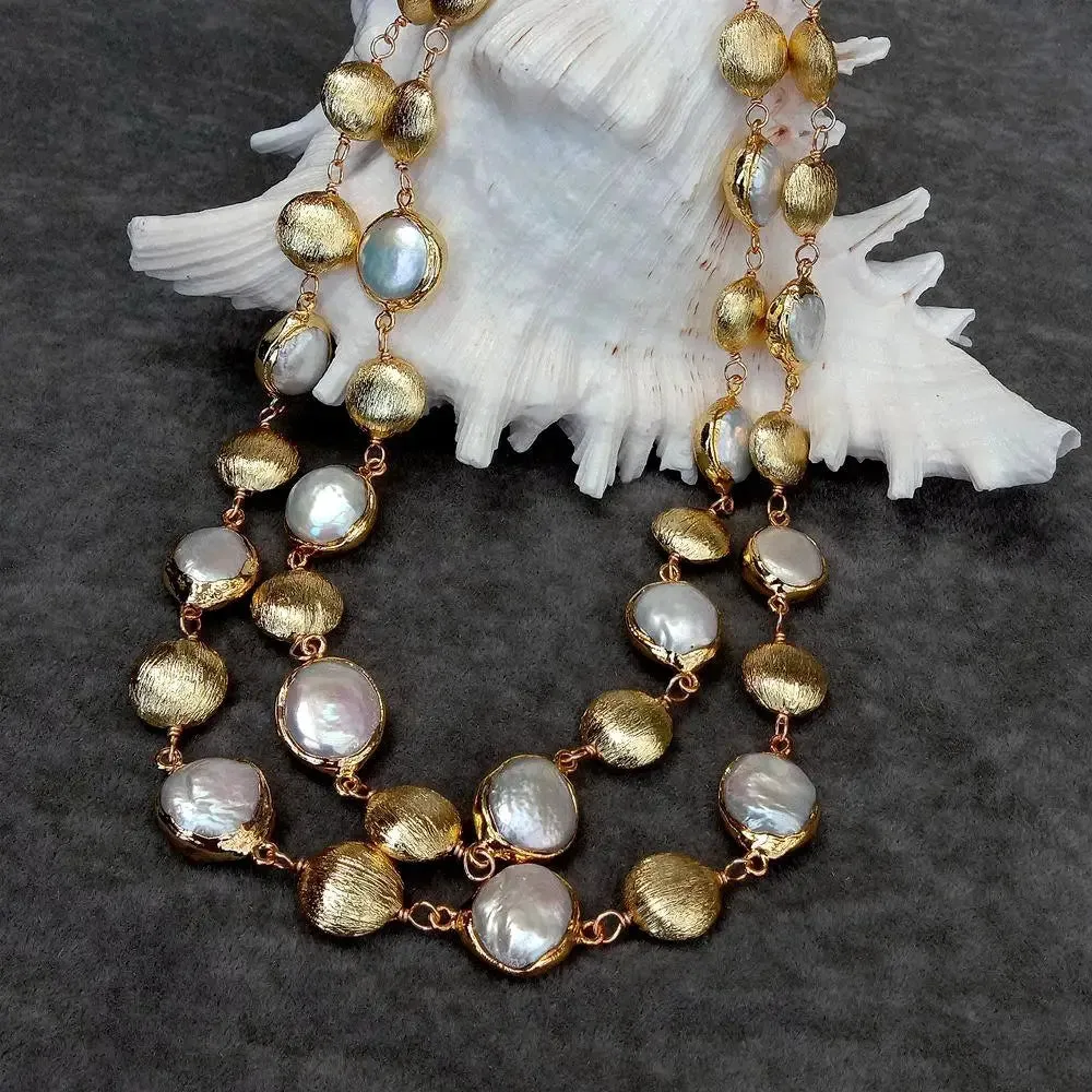 Natural Coin Pearl Multi-Strand Necklace