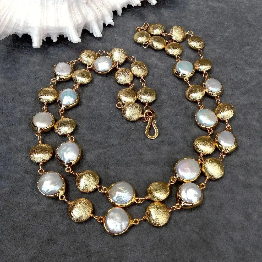 Natural Coin Pearl Multi-Strand Necklace