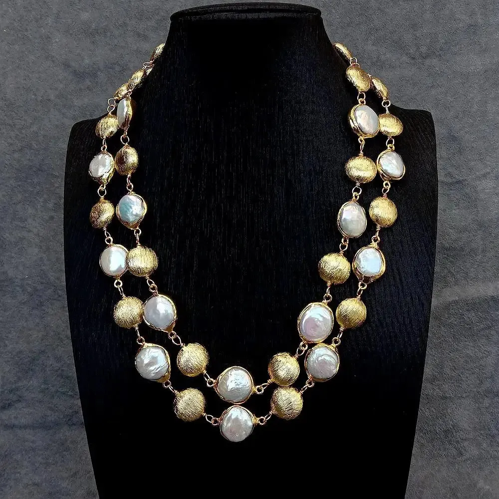Natural Coin Pearl Multi-Strand Necklace
