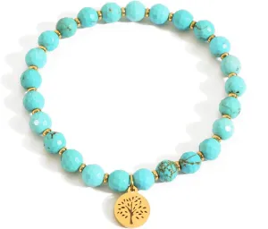 Natural Gemstone Beads Stretch Bracelet Tree of Life Charm Handmade Bracelet Healing Crystal Beaded Jewelry for Women Men