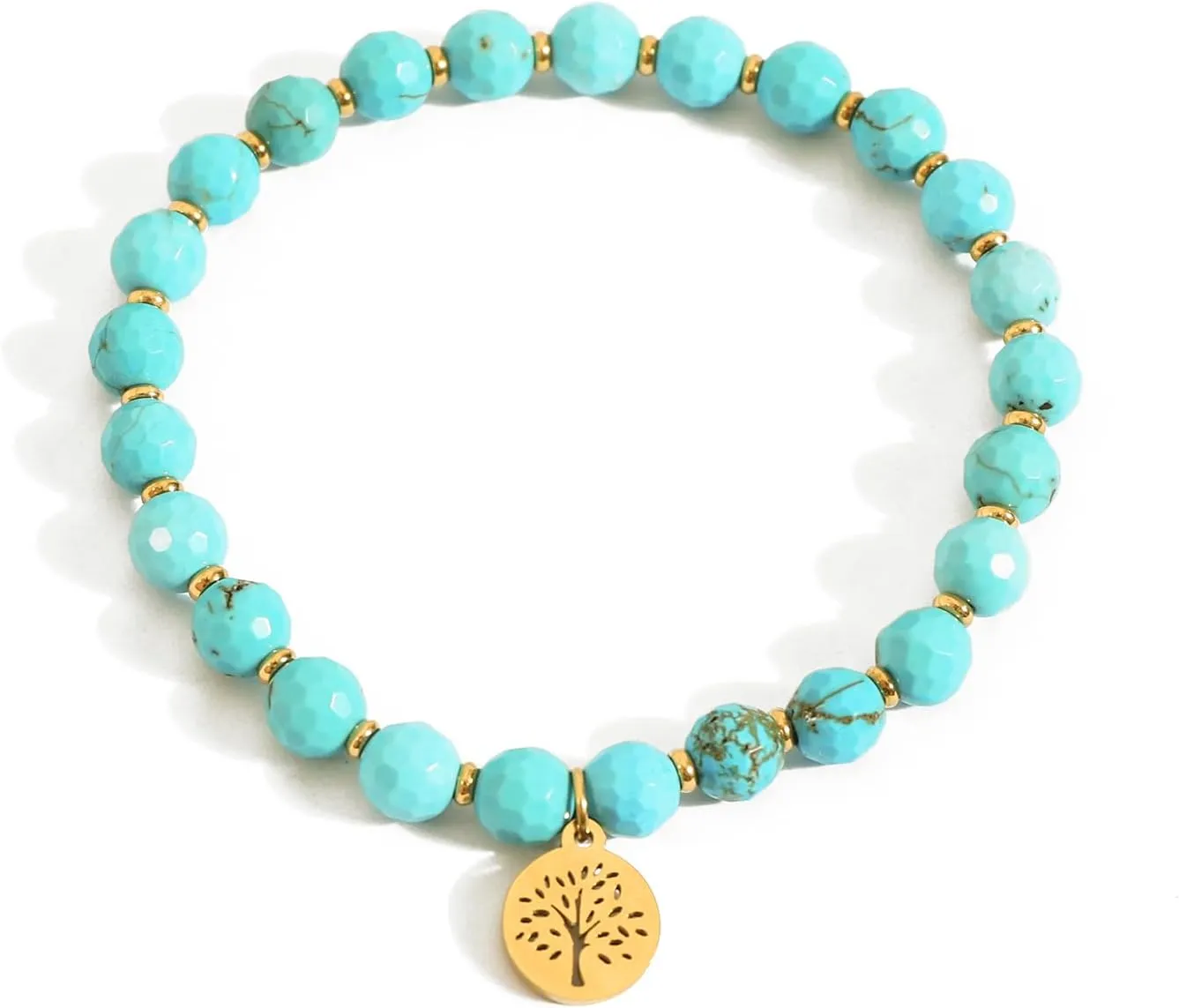 Natural Gemstone Beads Stretch Bracelet Tree of Life Charm Handmade Bracelet Healing Crystal Beaded Jewelry for Women Men