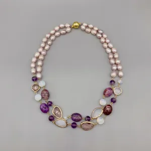 Natural Pearl Amethyst Gemstone Necklace