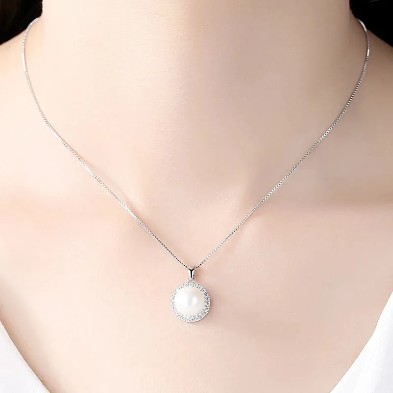 Natural Pearl CZ Drop Necklace