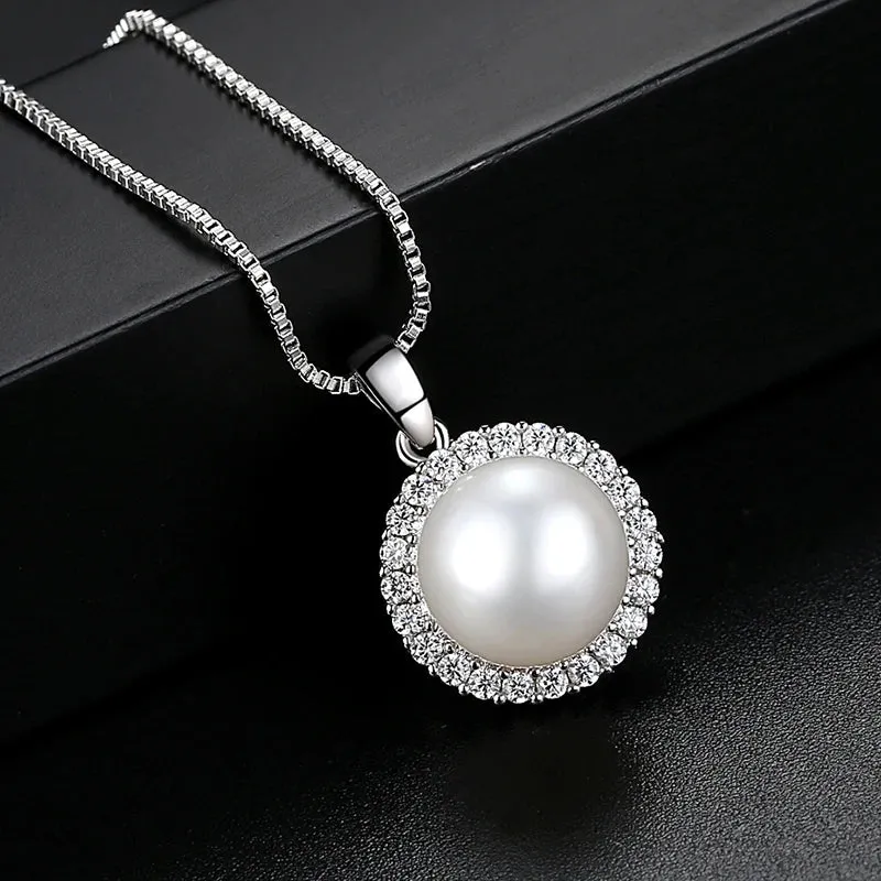 Natural Pearl CZ Drop Necklace