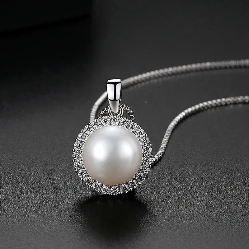 Natural Pearl CZ Drop Necklace