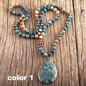 Natural Stones With Semi Precious Pendant Bohemia Necklaces