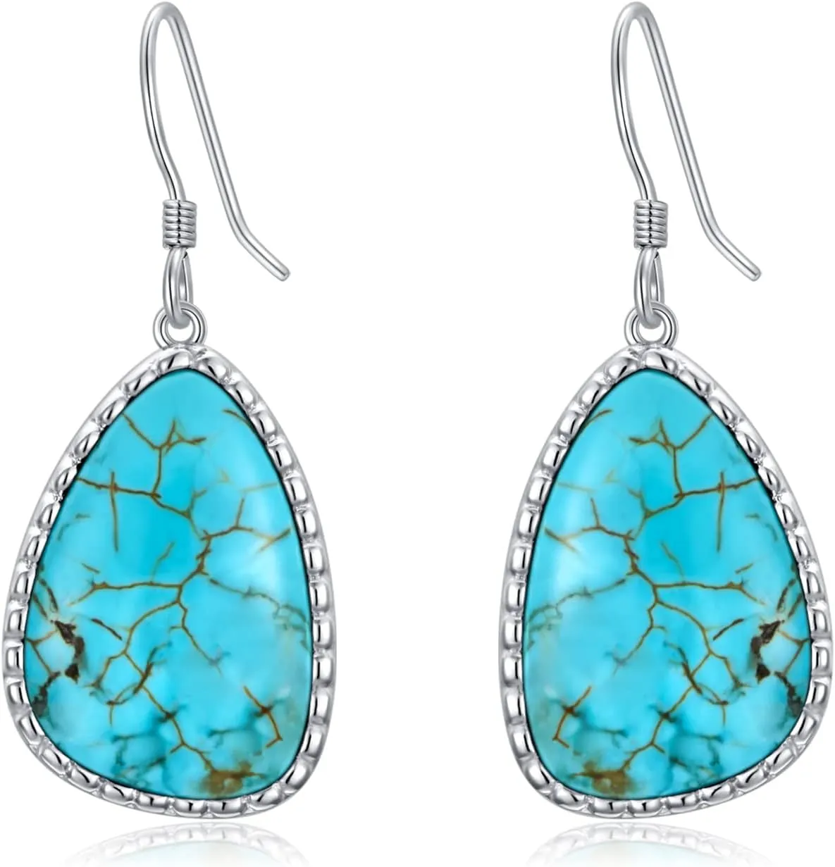 Natural Turquoise Earrings 925 Sterling Silver Geometric Shape Turquoise Earrings for Women Statement Fashion Dangle Earring for Birthday Mothers Day