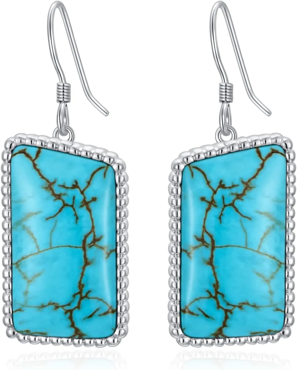 Natural Turquoise Earrings 925 Sterling Silver Geometric Shape Turquoise Earrings for Women Statement Fashion Dangle Earring for Birthday Mothers Day