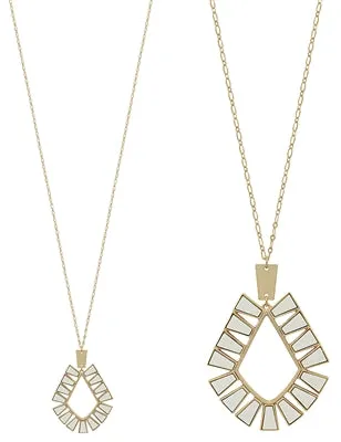 Natural Wood Geometric 32" Necklace