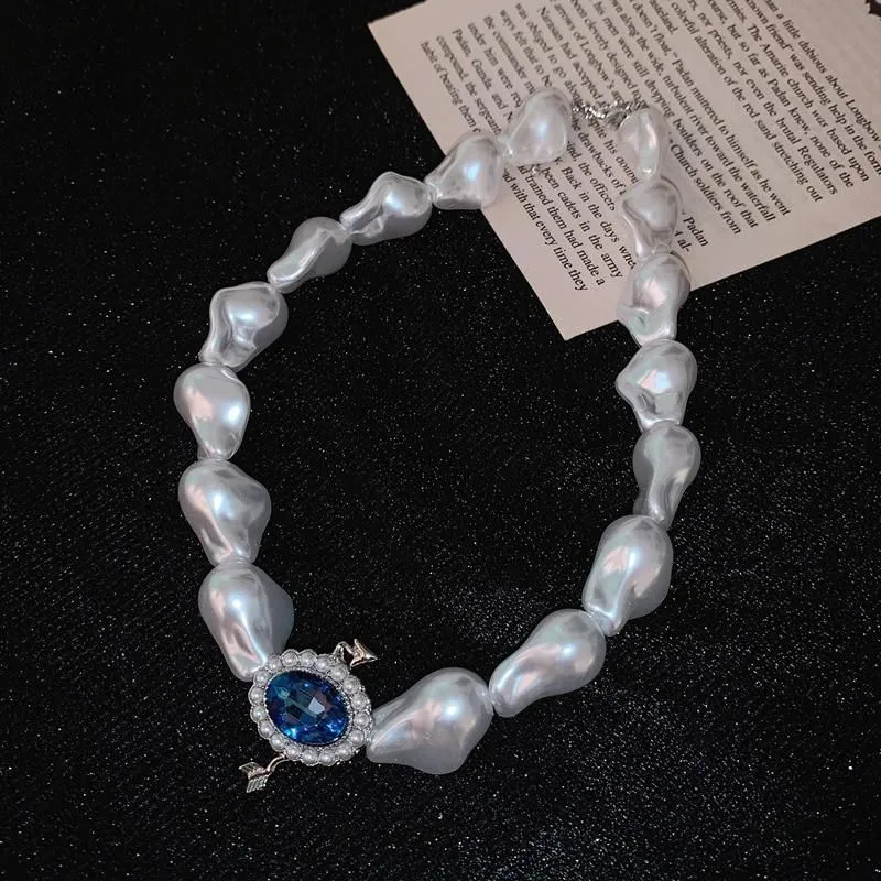 Necklace Charm Jewelry Vintage Blue Crystal Pearl