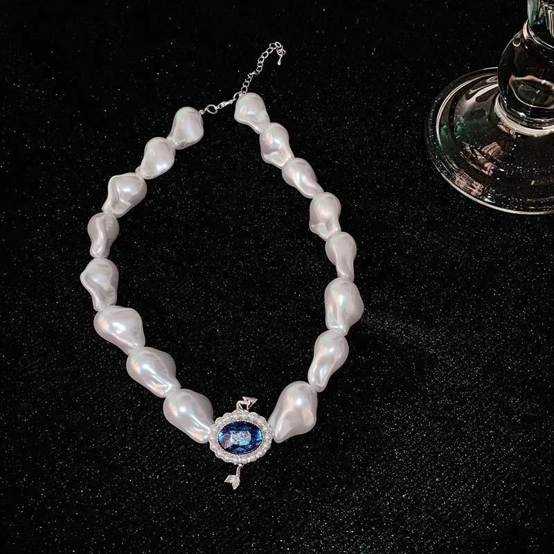Necklace Charm Jewelry Vintage Blue Crystal Pearl