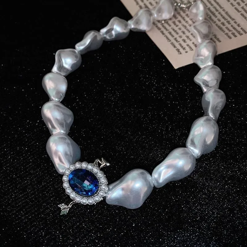 Necklace Charm Jewelry Vintage Blue Crystal Pearl