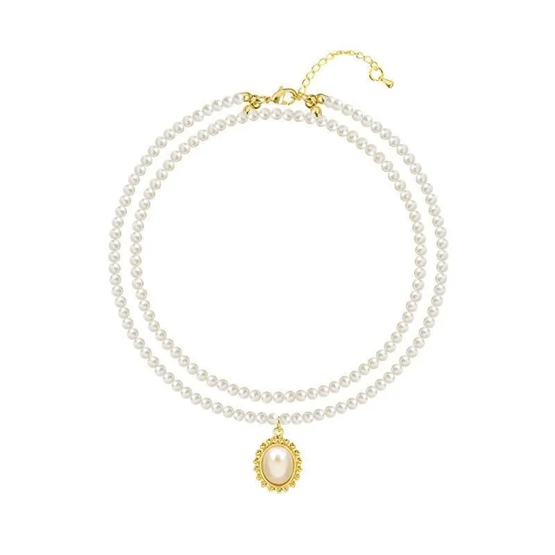 Necklaces Charm Jewelry Mini Pearl With Double Layers #ET209