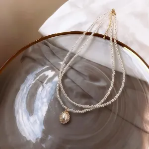 Necklaces Charm Jewelry Mini Pearl With Double Layers #ET209