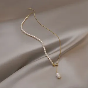 Necklaces Charm Jewelry NCJSO27 Elegant Natural Baroque Pearl Chain