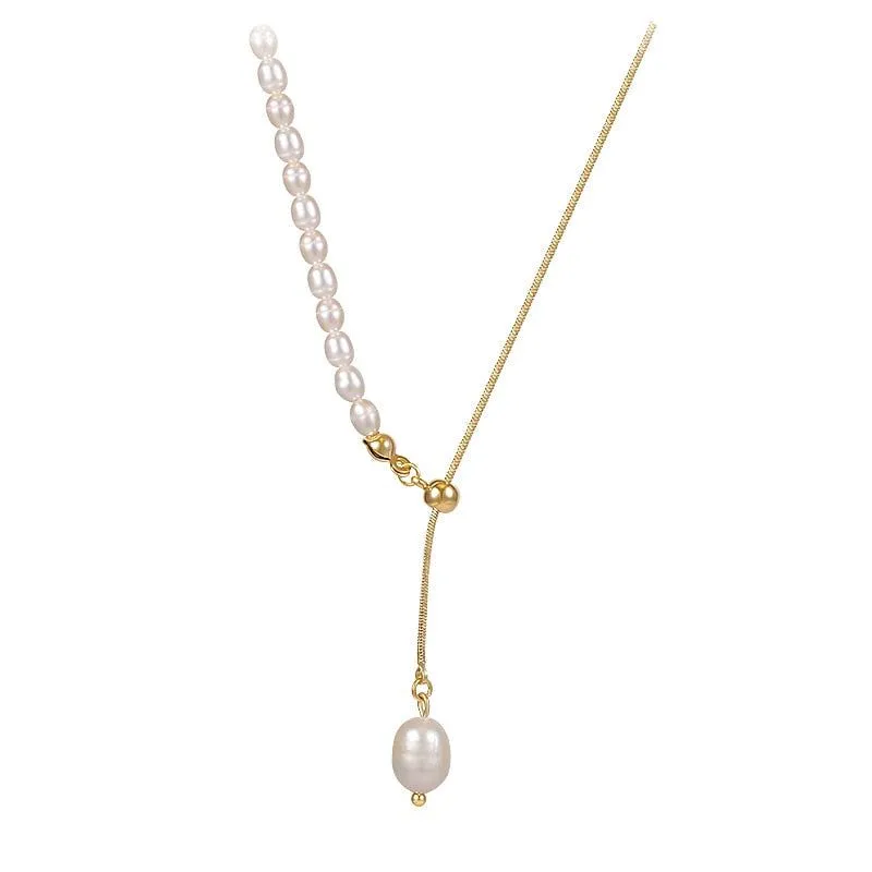 Necklaces Charm Jewelry NCJSO27 Elegant Natural Baroque Pearl Chain