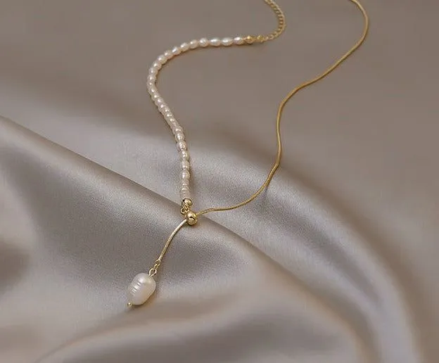 Necklaces Charm Jewelry NCJSO27 Elegant Natural Baroque Pearl Chain