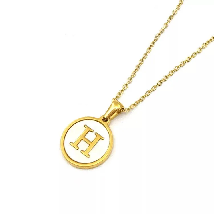 Necklaces - Round Pendant Initial Necklace