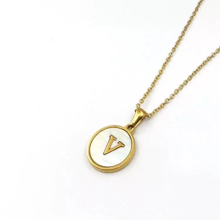 Necklaces - Round Pendant Initial Necklace