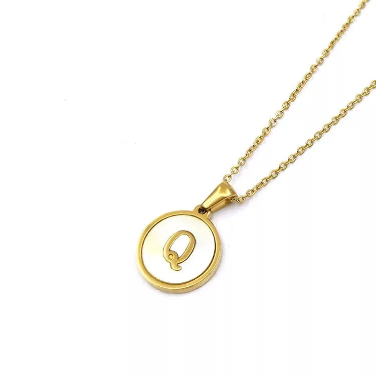 Necklaces - Round Pendant Initial Necklace