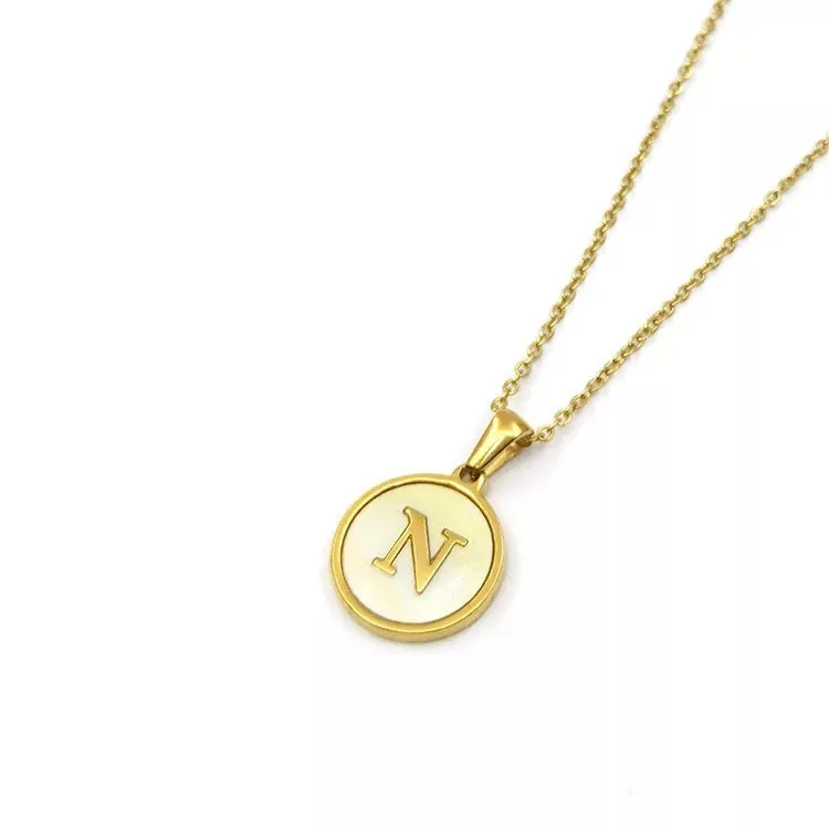Necklaces - Round Pendant Initial Necklace