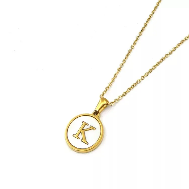 Necklaces - Round Pendant Initial Necklace