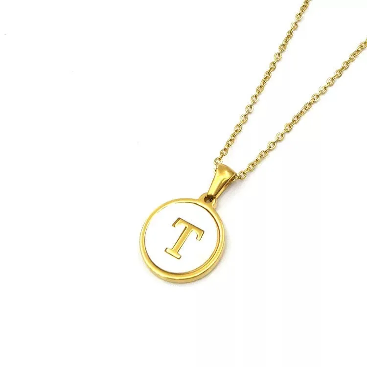 Necklaces - Round Pendant Initial Necklace