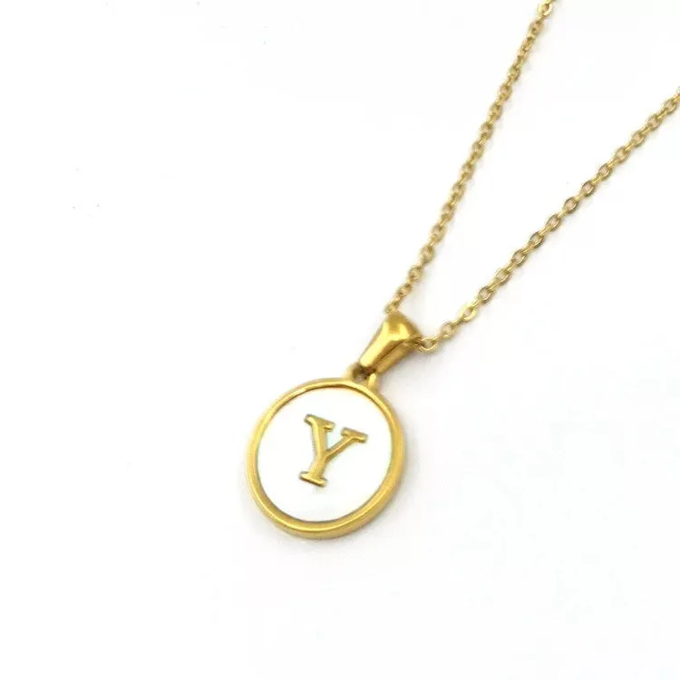 Necklaces - Round Pendant Initial Necklace