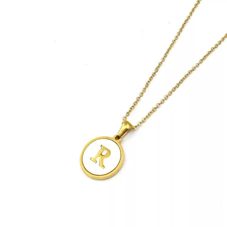 Necklaces - Round Pendant Initial Necklace