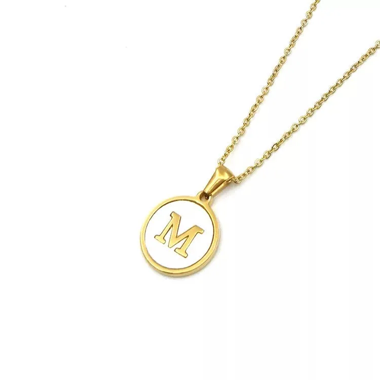 Necklaces - Round Pendant Initial Necklace