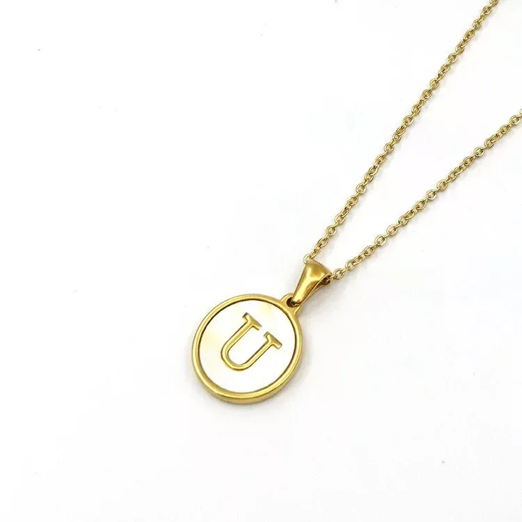 Necklaces - Round Pendant Initial Necklace