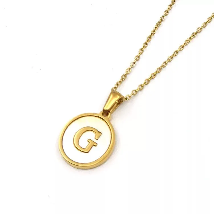 Necklaces - Round Pendant Initial Necklace