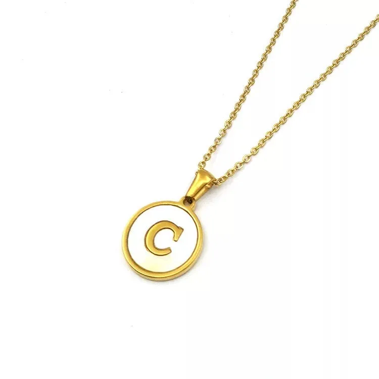 Necklaces - Round Pendant Initial Necklace
