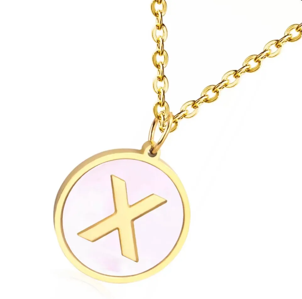 Necklaces - Round Pendant Initial Necklace