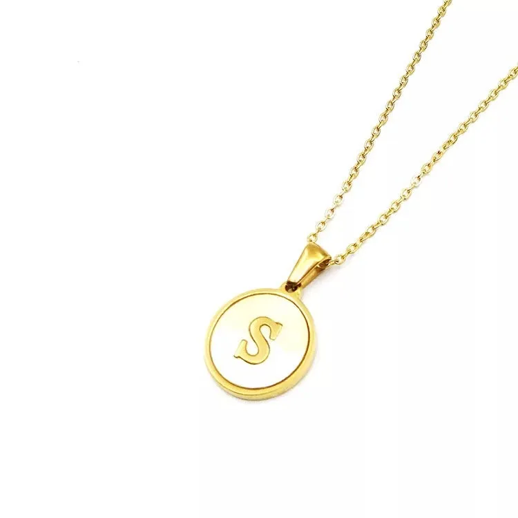 Necklaces - Round Pendant Initial Necklace