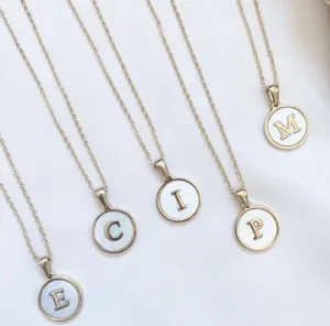 Necklaces - Round Pendant Initial Necklace