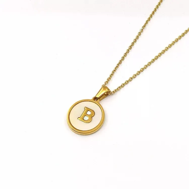 Necklaces - Round Pendant Initial Necklace