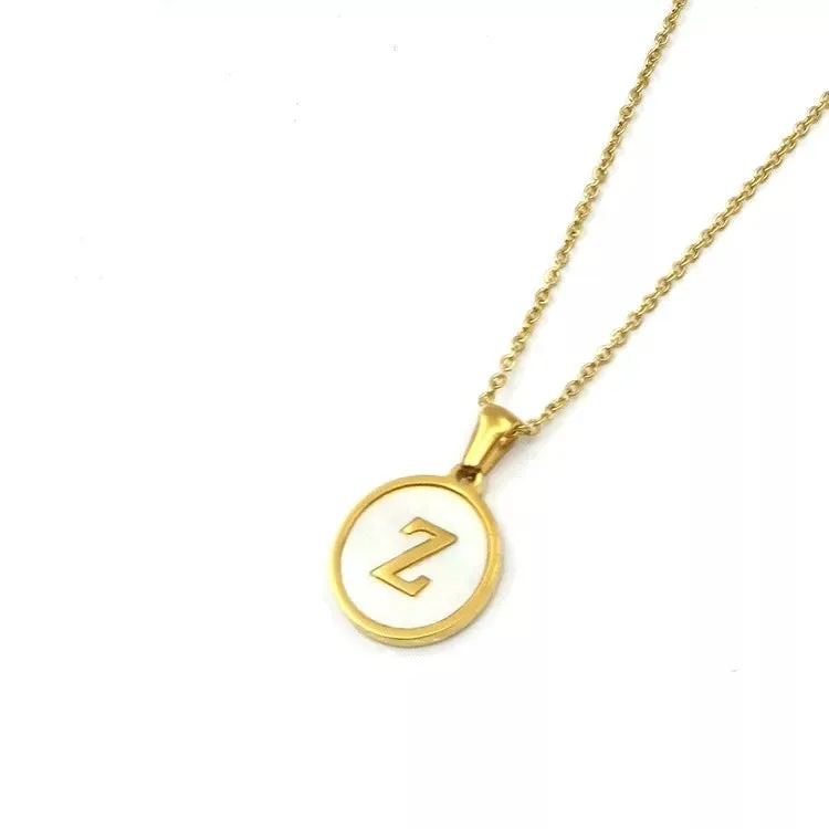 Necklaces - Round Pendant Initial Necklace