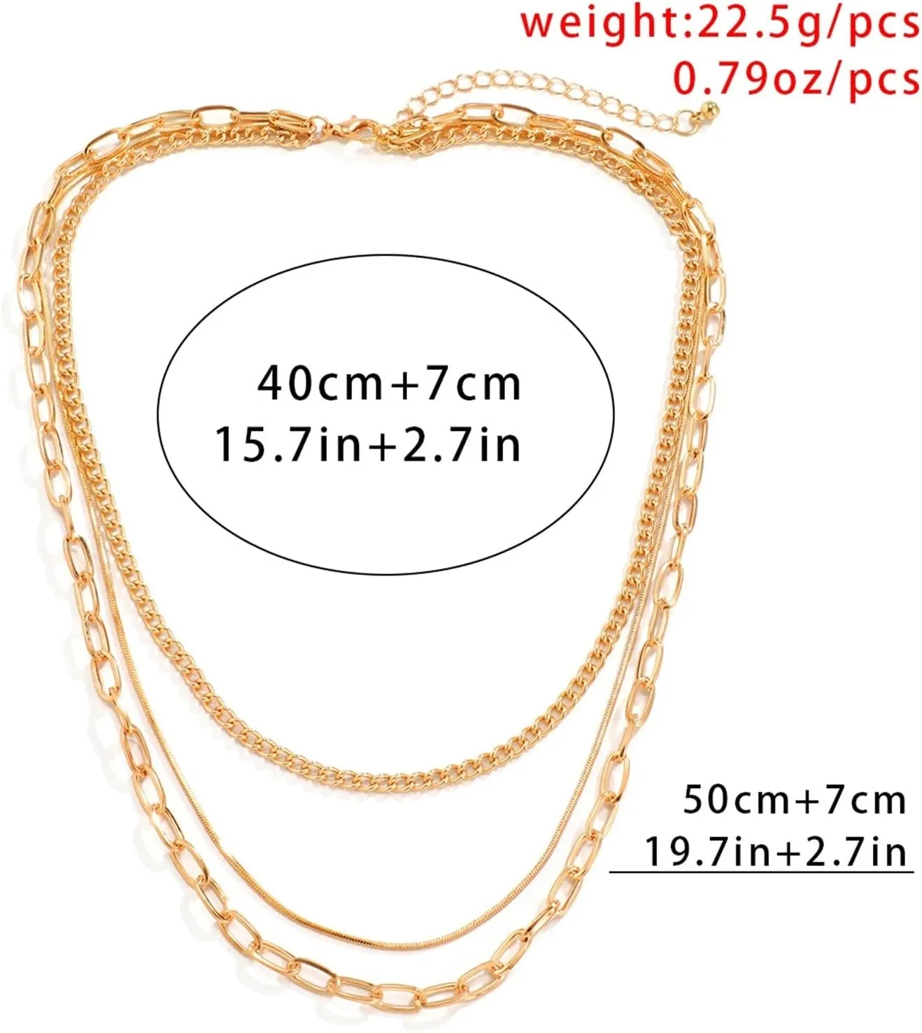 Necklet Layering Necklace, 3 Layer Necklace for Women Pendant Necklaces Simple Thin Snake Chain Design Birthday Jewelry for Mom
