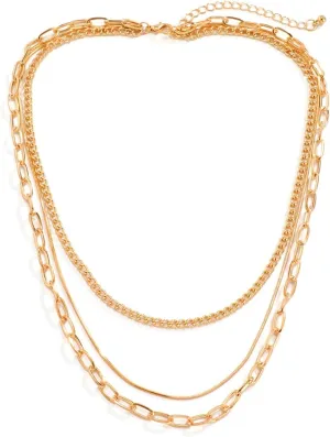 Necklet Layering Necklace, 3 Layer Necklace for Women Pendant Necklaces Simple Thin Snake Chain Design Birthday Jewelry for Mom