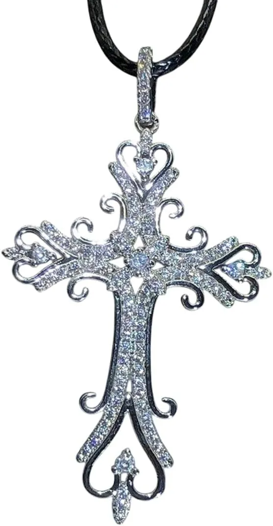 New 2026 Unisex 925 Silver Gothic Dark Style Cross Pendant Necklace Rock Punk Goth Fashion Necklaces For Women Men Jewelry Design Mystical Gif Decoration Luxury Trendy For Women And Men