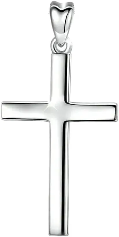 New 2026 Unisex 925 Sterling Silver Solid Cross Necklace Small Or Large Pendant Tiny Necklaces Dainty Decoration Jewelry Luxury With For You Accessories Trendy Creative For Women And Men